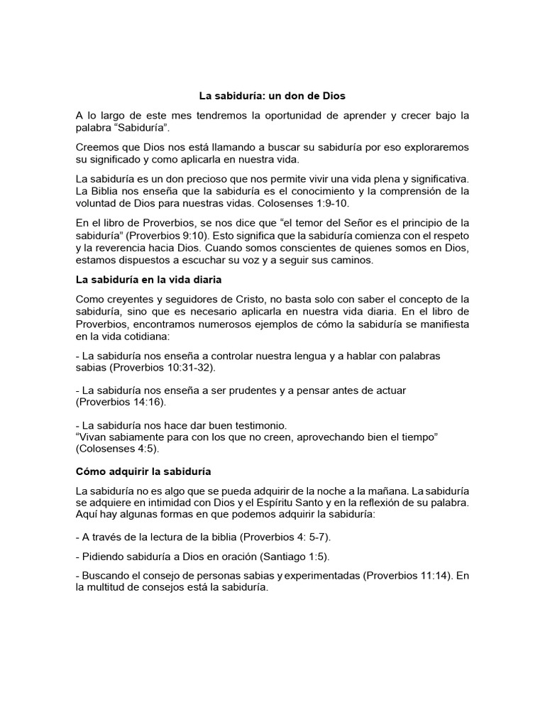 Cómo Adquirir la Sabiduría Divina | PDF