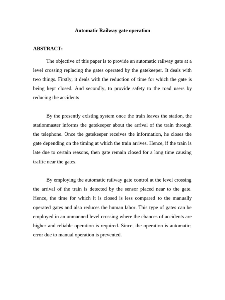 Automatic Railway Gate Control System | PDF