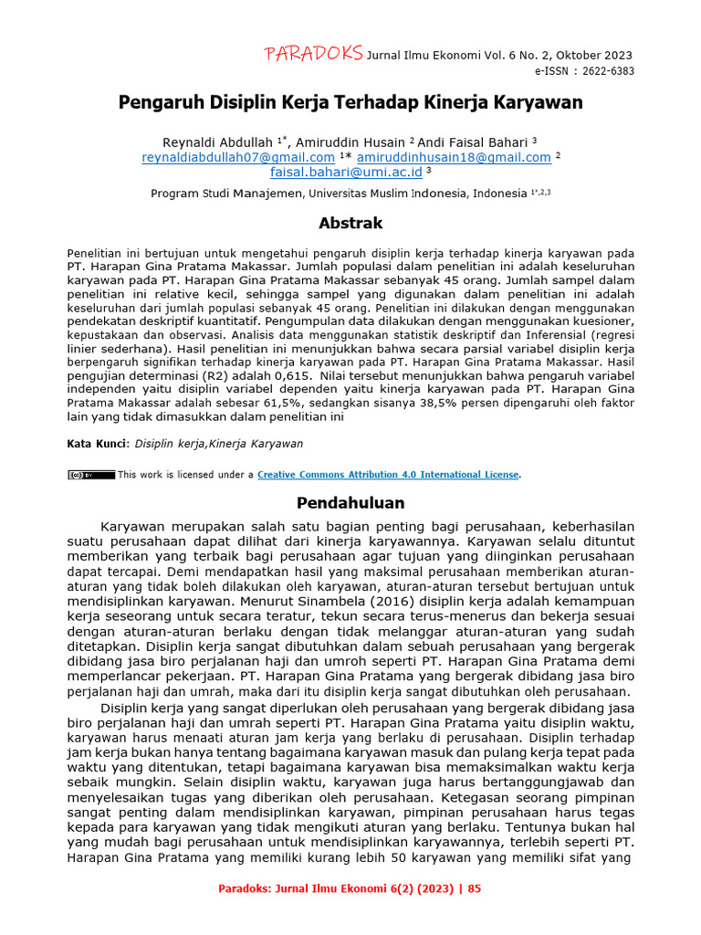 Pengaruh Disiplin Kerja di PT ABSH | PDF