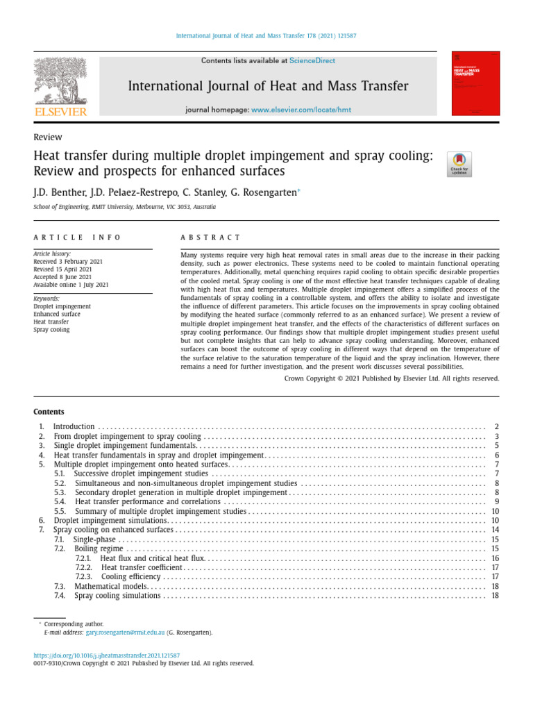 Heat Transfer During Multiple Droplet Impingement and Spray Cooling ...