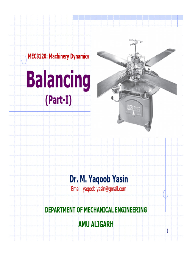 Balancing Techniques in Machinery Dynamics | PDF | Force | Rotation