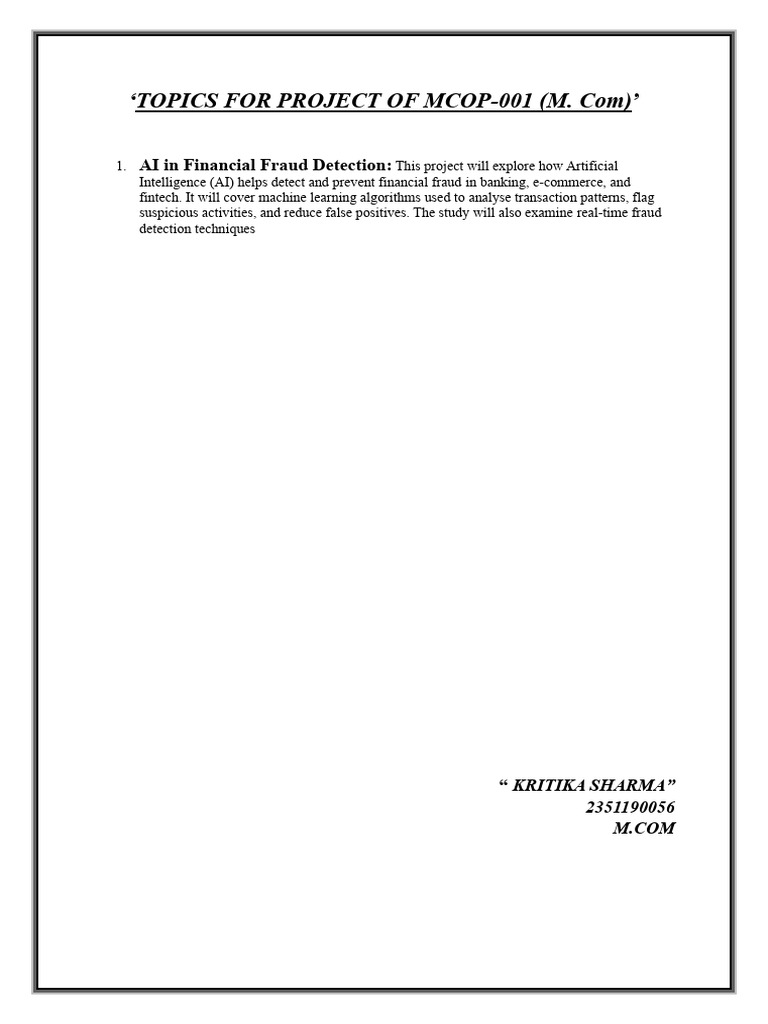 TOPICS FOR PROJECT OF MCOP | PDF