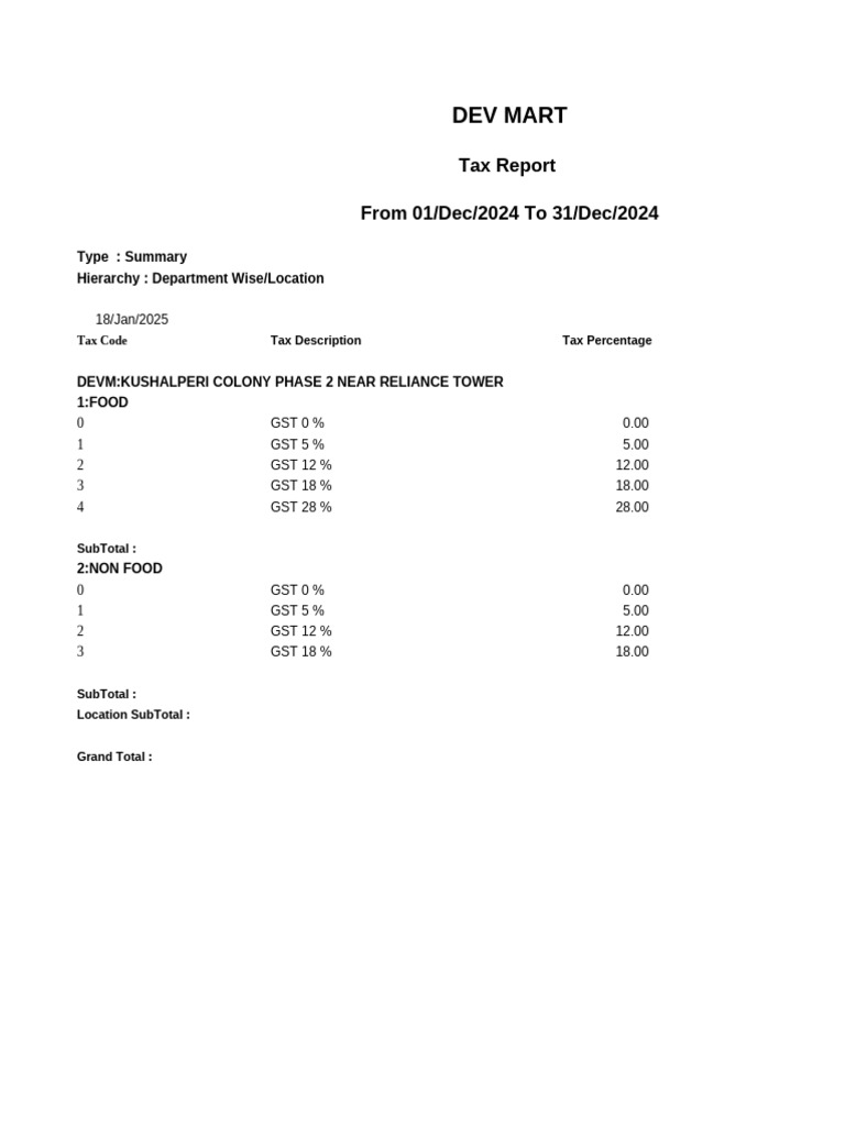 Tax Report 01.12.2024 To 31.12.2024 | PDF
