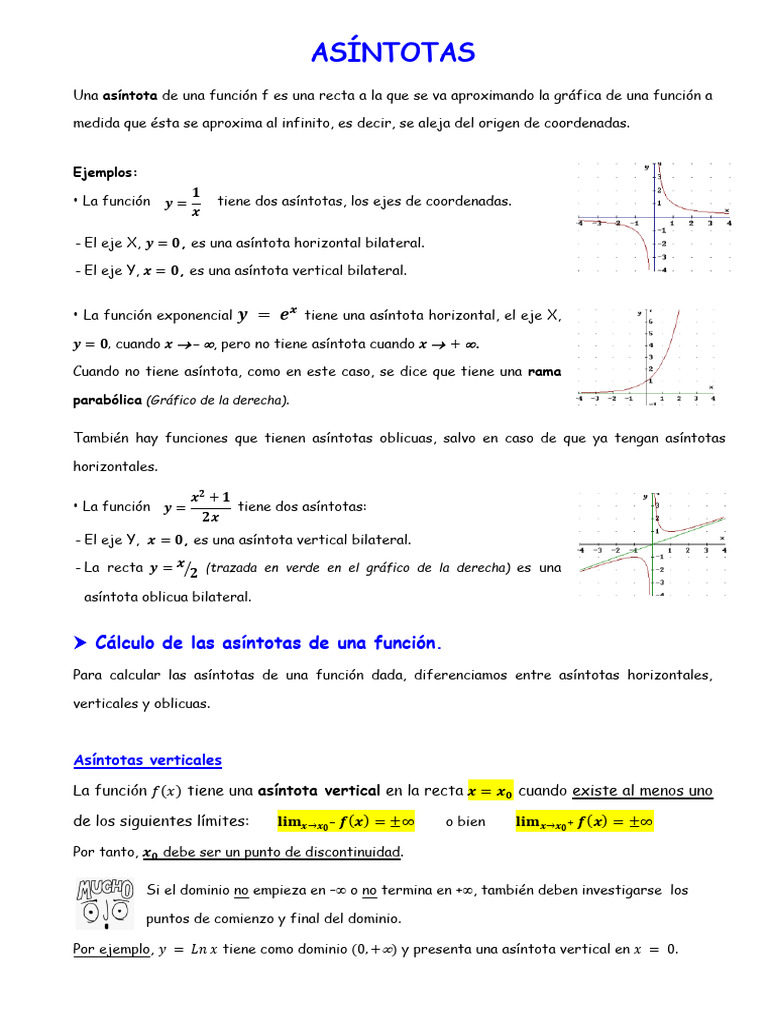 Cálculo y Tipos de Asíntotas | PDF | Asíntota | Conceptos matemáticos