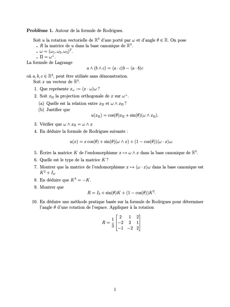 Formule de Rodrigues et rotation en R3 | PDF