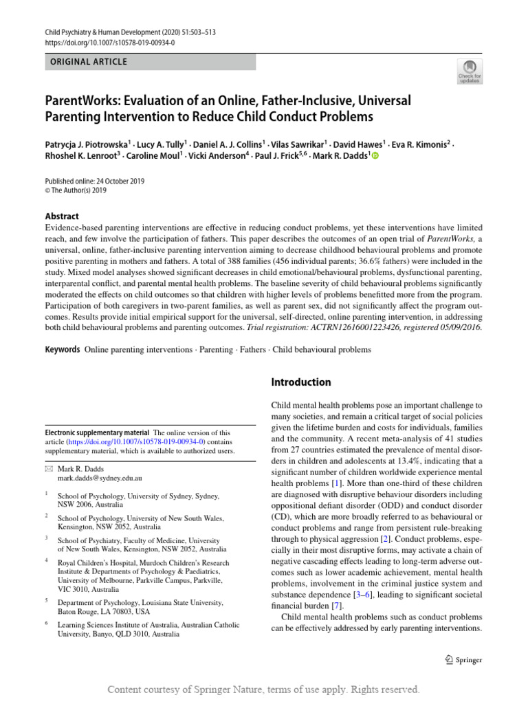 ParentWorks Evaluation of An Online Father-Inclusi | PDF | Parenting ...