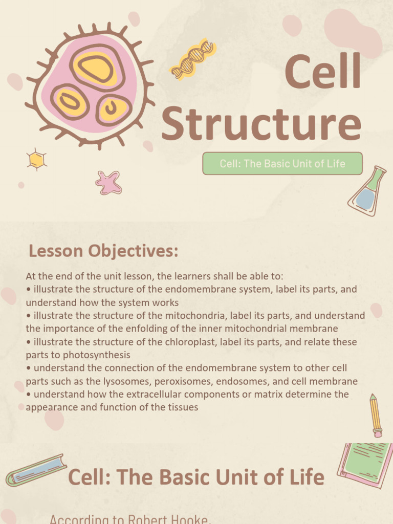 Cell Structure and Function Overview | PDF | Cell (Biology) | Tissue ...