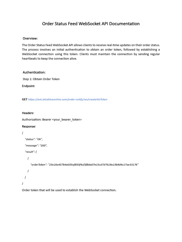 WebSocket API for Order Status Updates | PDF | Computer Network ...