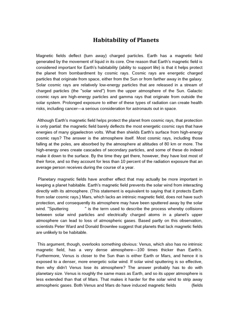 Habitability of Planets | PDF | Cosmic Ray | Atmosphere