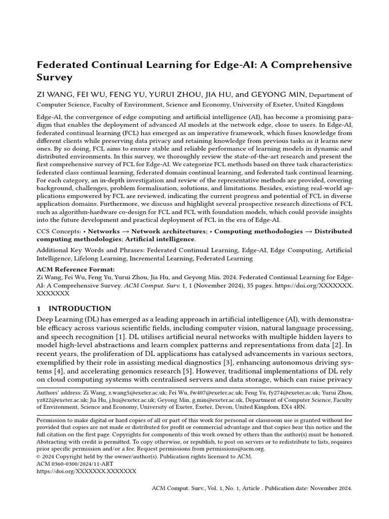 Federated Continual Learning For Edge-AI: A Comprehensive Survey | PDF ...