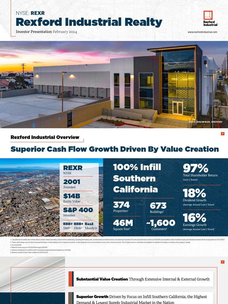 Rexford Industrial Investor Overview 2024 | PDF | Dividend | Investing