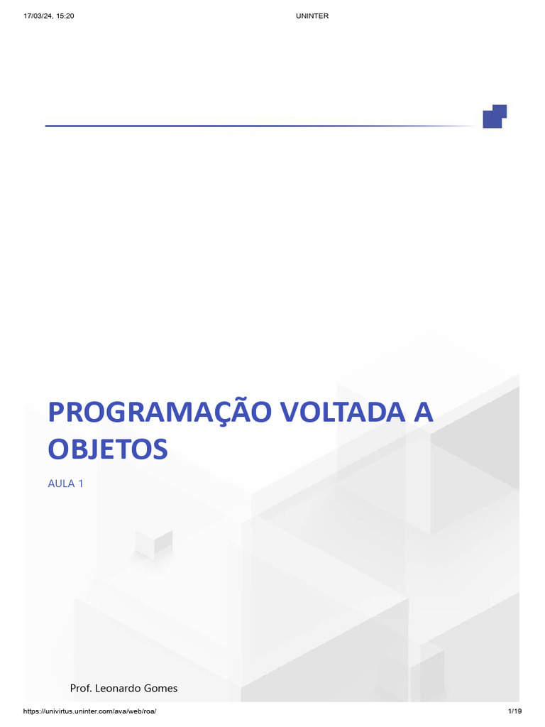 Apostila Aula 1 JAVA | PDF | Paradigmas de programação | Linguagem de ...