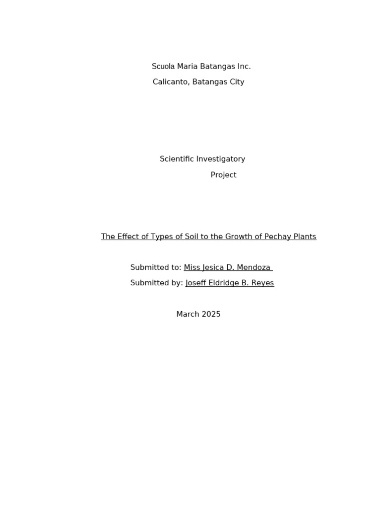 Soil Types Impact on Pechay Growth | PDF