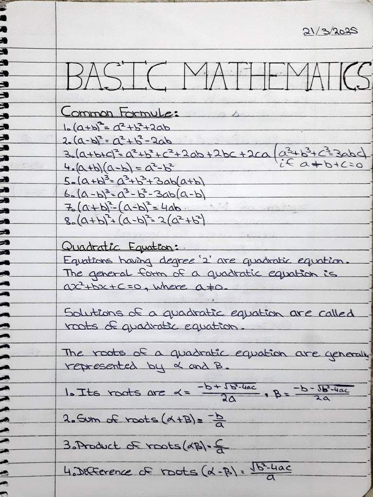 Basic Mathematics - Physics Class XI IIT Jee Note | PDF