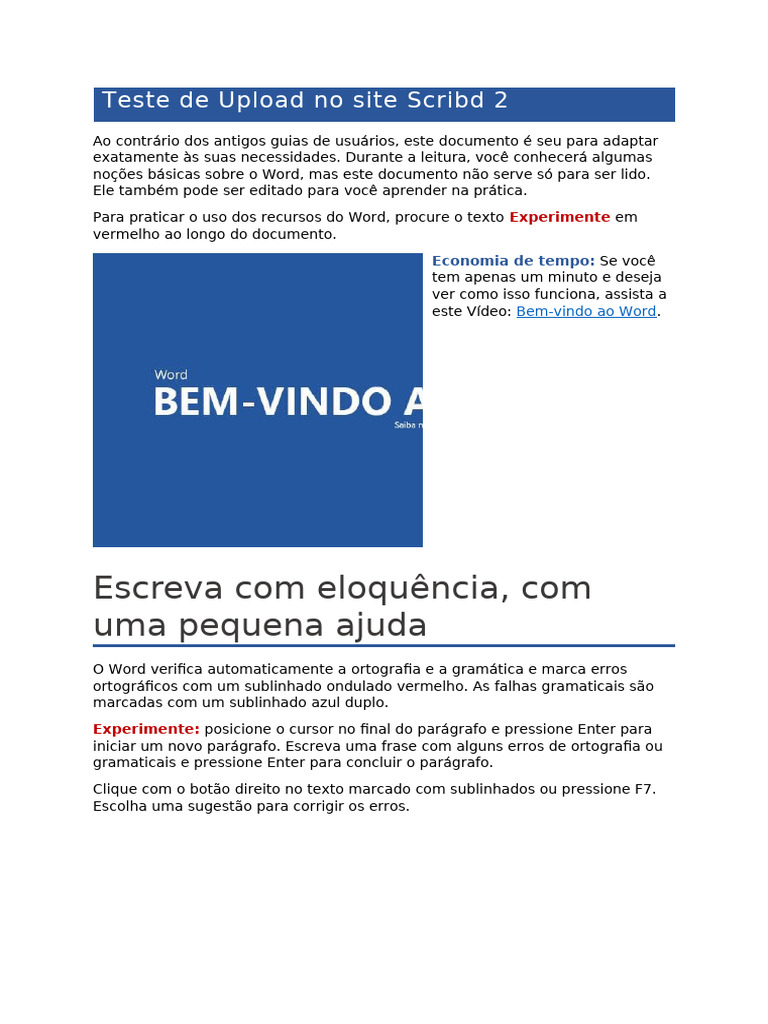 Teste de Upload no site Scribd part 4 | PDF | Atalho de teclado | Internet