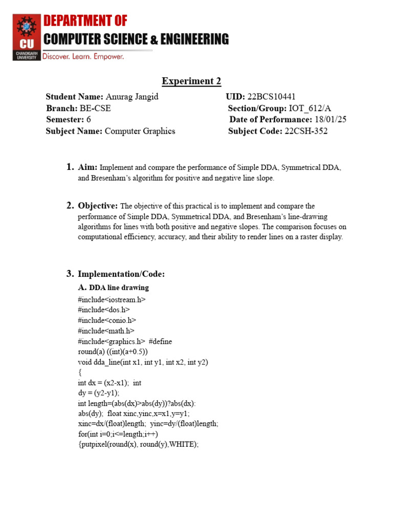 Line-Drawing Algorithms in C++ | PDF | Graphic Design | Applied Mathematics