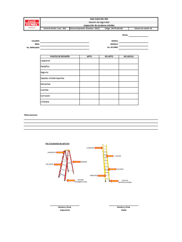 Inspección de Escaleras Móviles 2021 | PDF