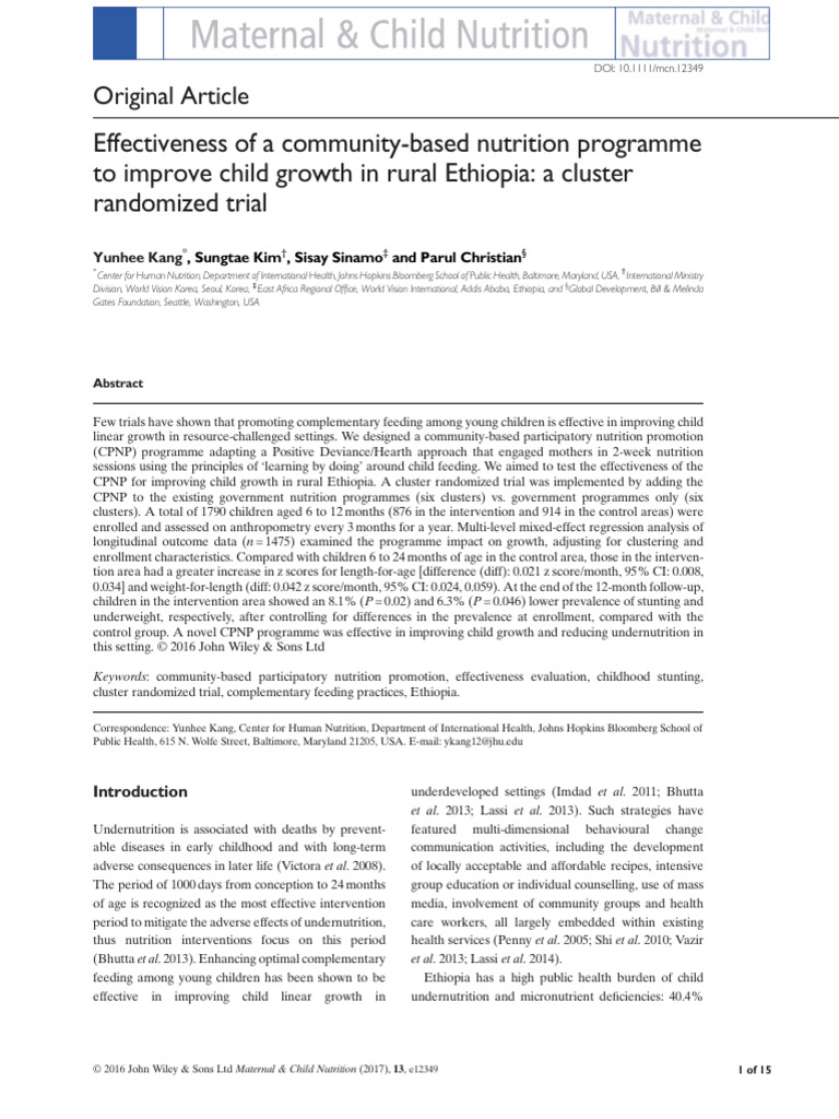 Community Nutrition Program Impact in Ethiopia | PDF | Malnutrition ...