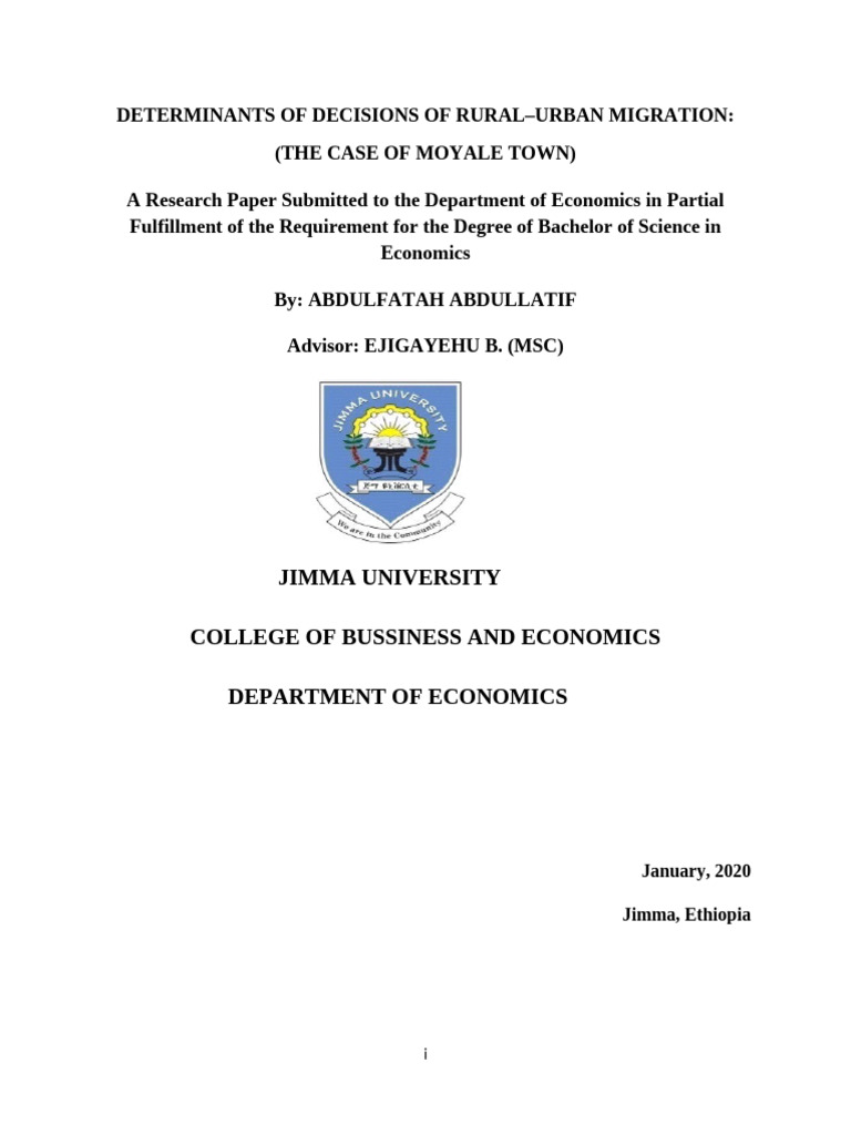 Rural-Urban Migration in Moyale Study | PDF | Human Migration | Labour ...