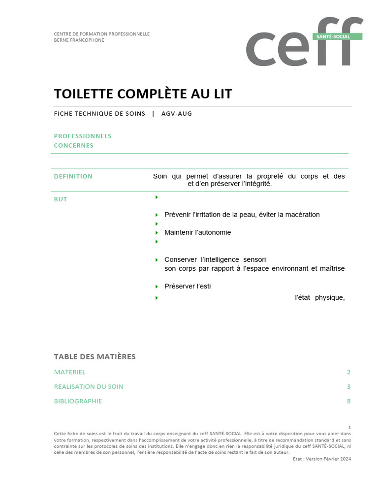 Toilette Complète Au Lit Pdf
