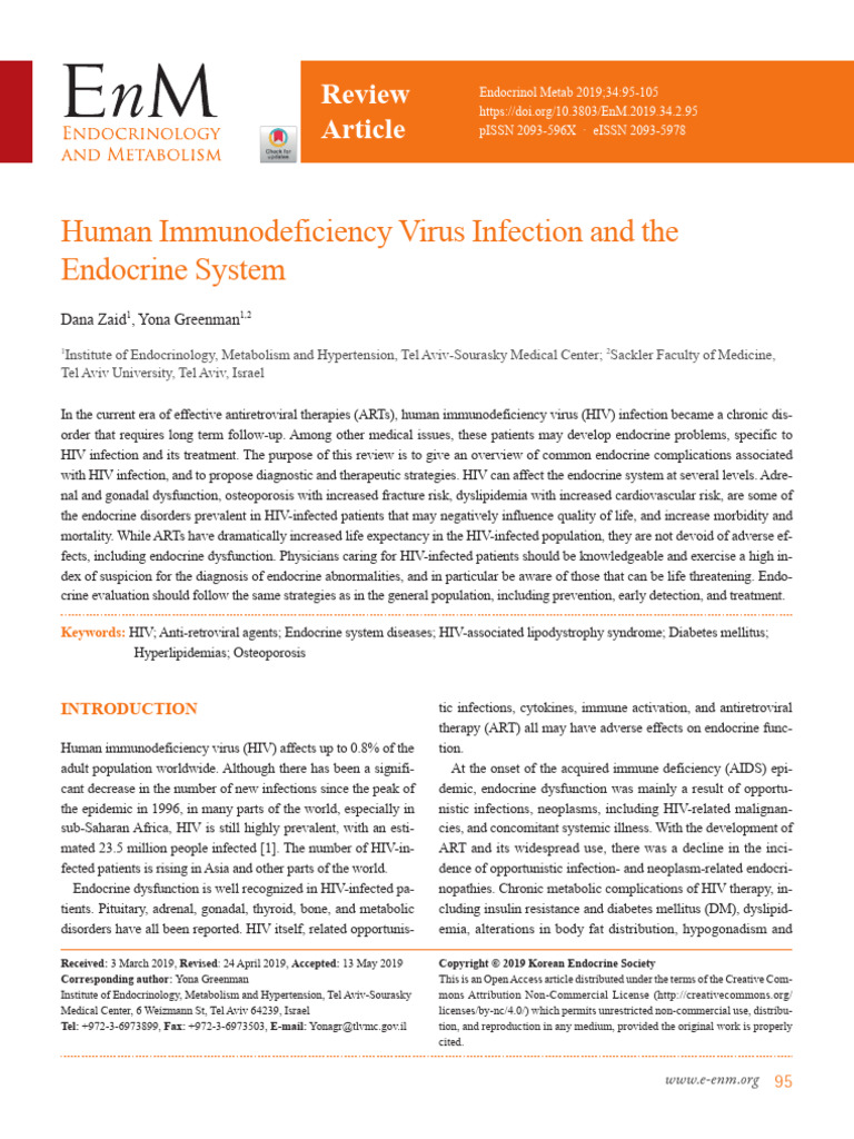 Human Immunodeficiency Virus Infection and the Endocrine System. | PDF ...