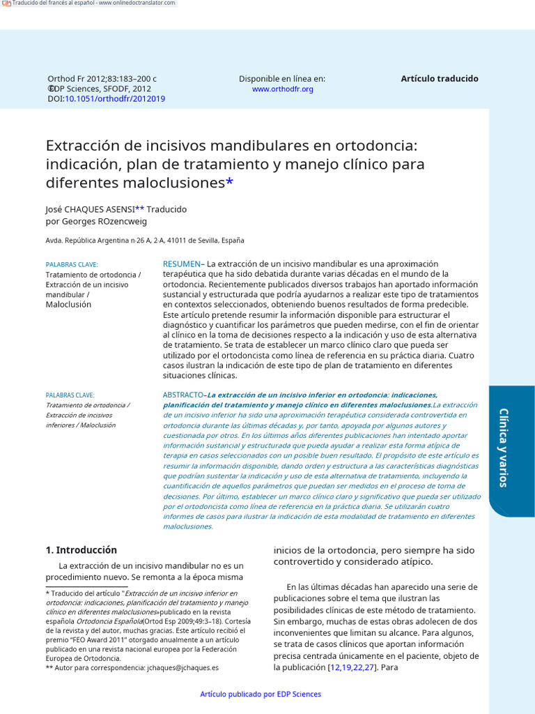 The Extraction of A Lower Incisor in Orthodontics | PDF | Ortodoncia ...