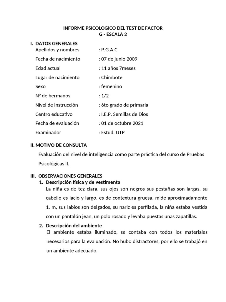 Resultados Test Cattell Escala 2 | PDF | Cociente de inteligencia ...