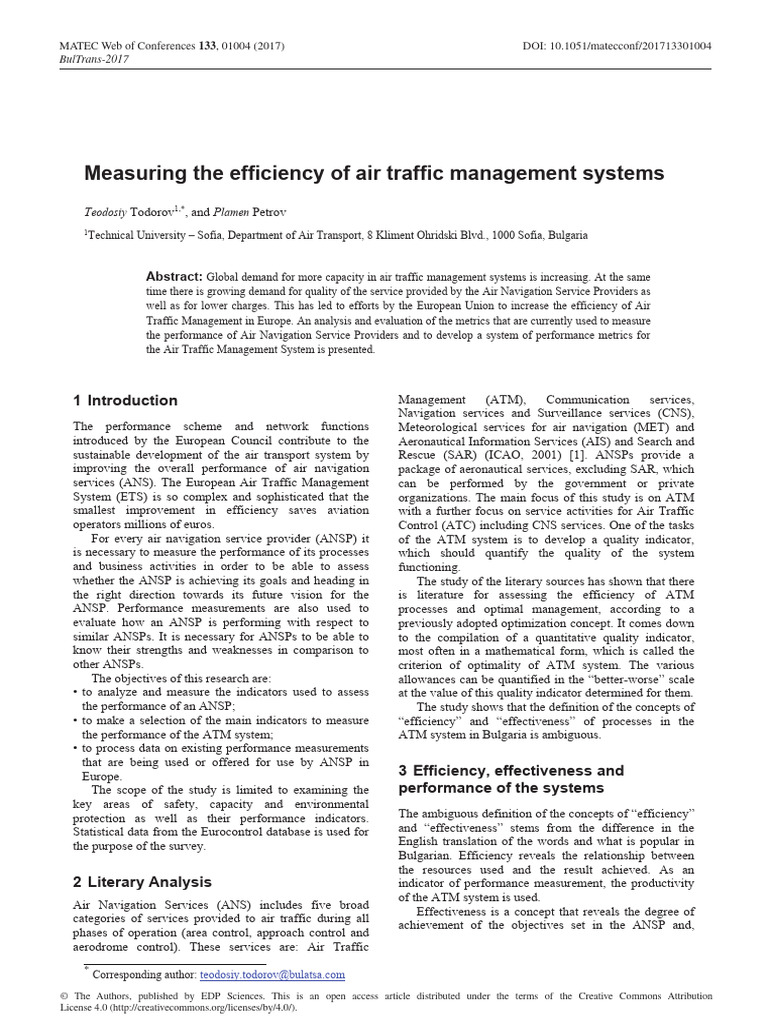 Measuring The Efficiency of Air Traffic Management | PDF | Air Traffic ...