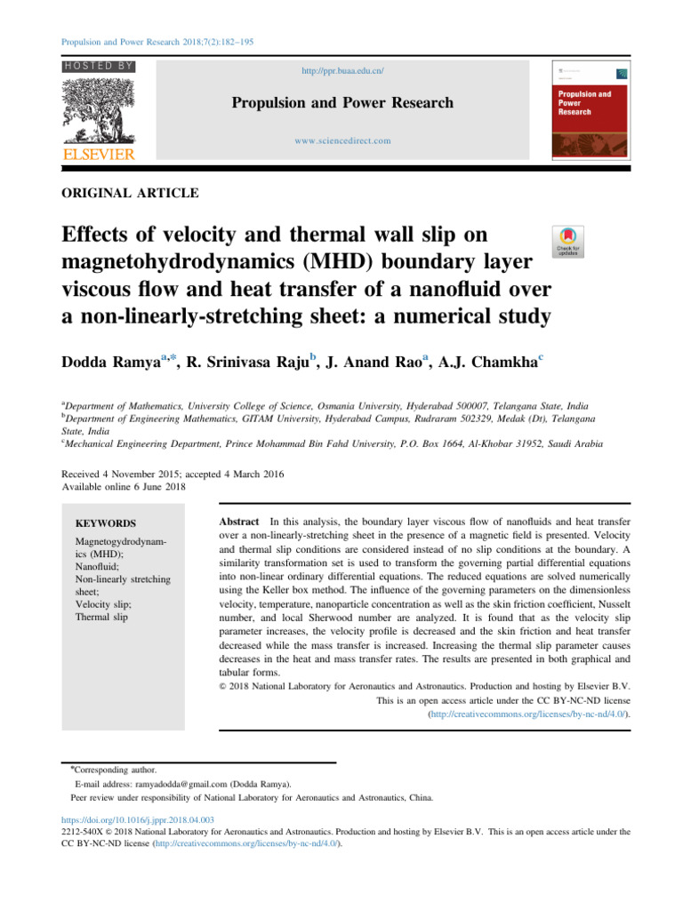 MHD Flow and Heat Transfer in Nano Fluids | PDF | Boundary Layer ...