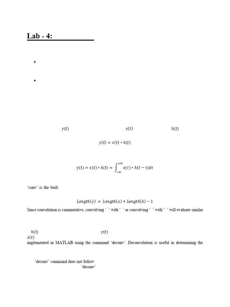 Convolution Summation in MATLAB Lab | PDF | Convolution | Summation