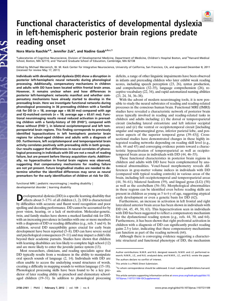 Neural Markers of Dyslexia Before Reading | PDF | Dyslexia | Occipital Lobe