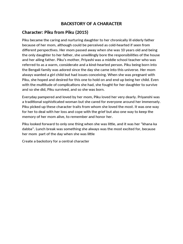 Piku's Character Backstory Analysis | PDF
