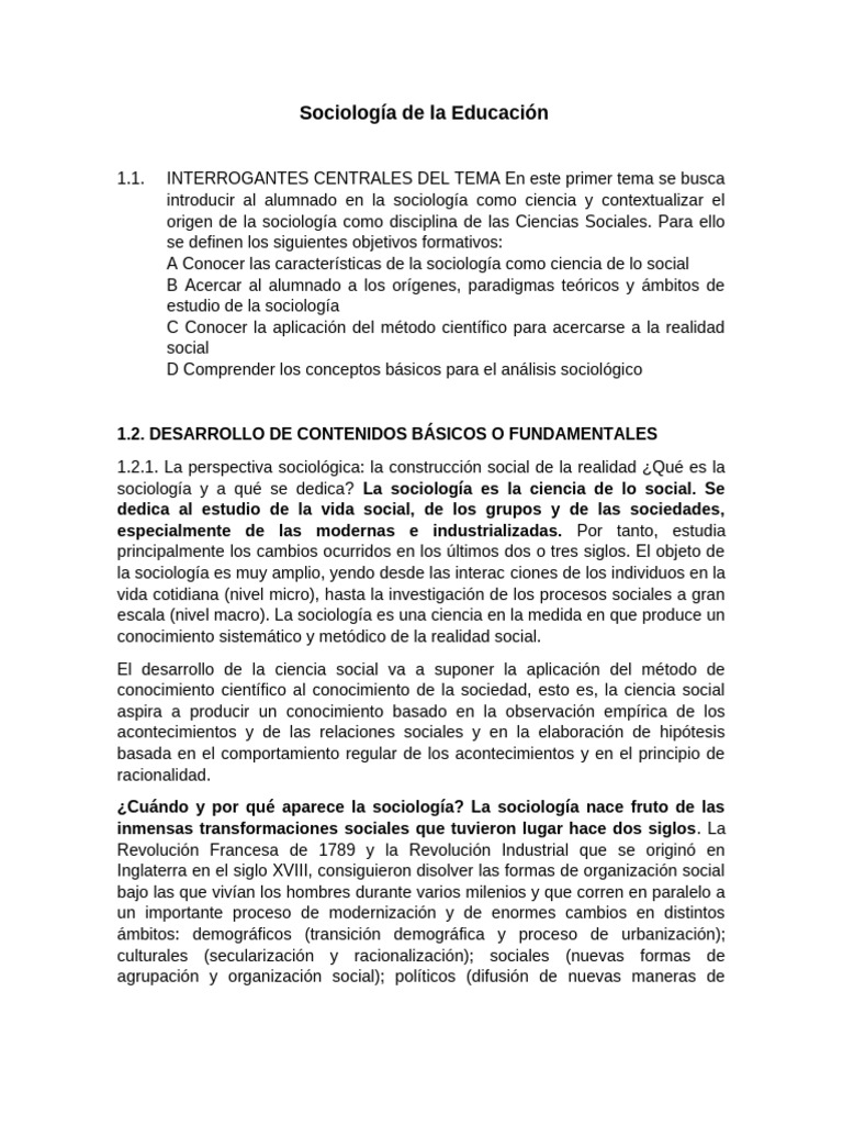 Introducción a la Sociología de la Educación | PDF | Sociología ...