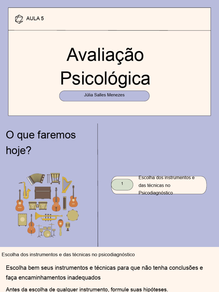 Aula 4 - Escolha Dos Instrumentos e Das Técnicas Psicológicas | PDF ...