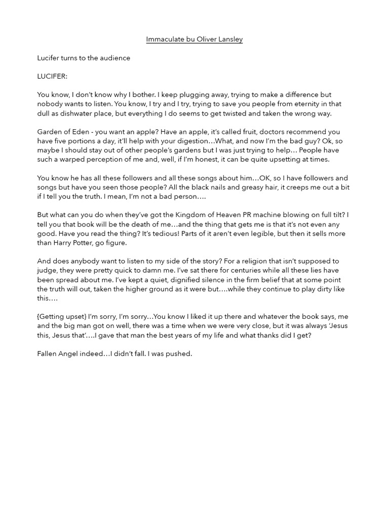 Lucifer's Plea: Misunderstood Fallen Angel | PDF