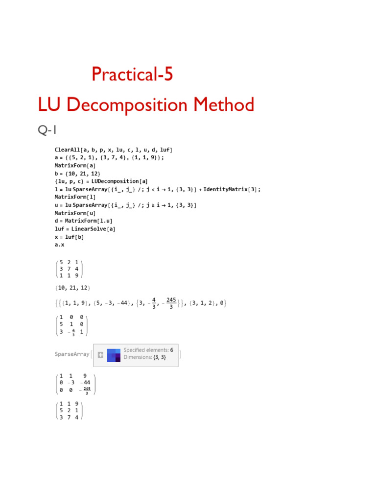 LU Decomposition Method Explained | PDF