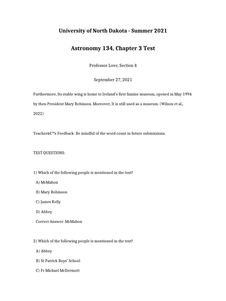Astronomy 134 Chapter 3 Test | PDF