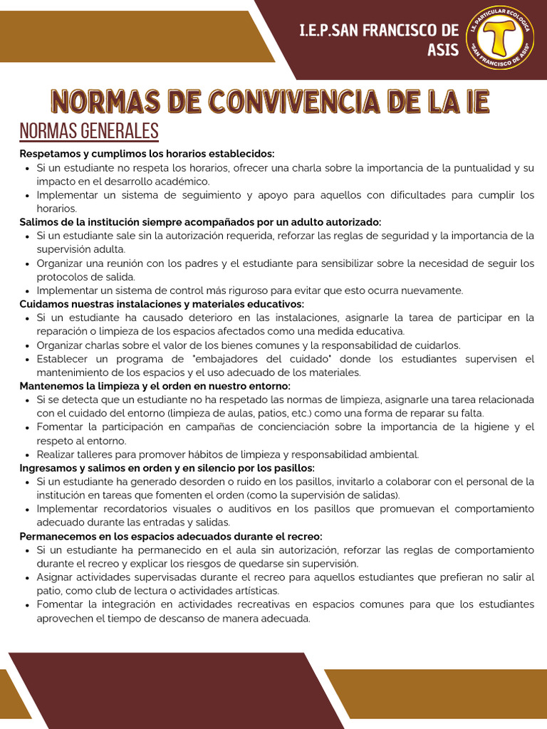 Normas de Convivencia de La Ie | PDF