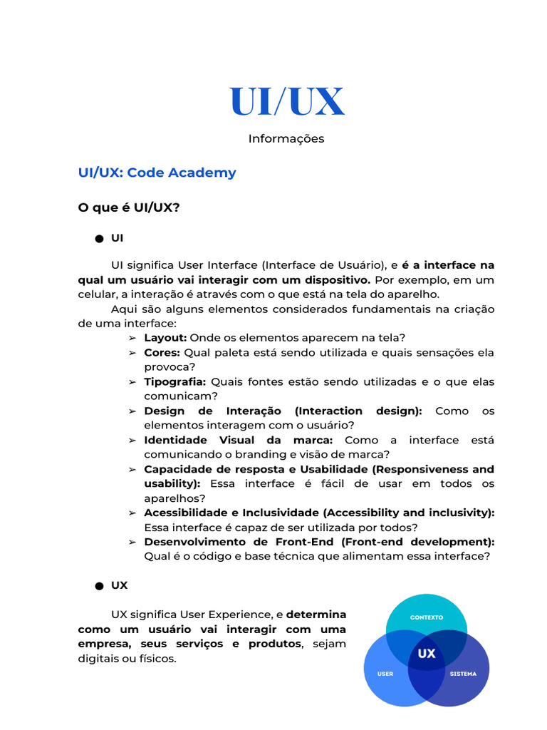 UI/UX: Fundamentos e Diferenças | PDF | Esboço | Informação