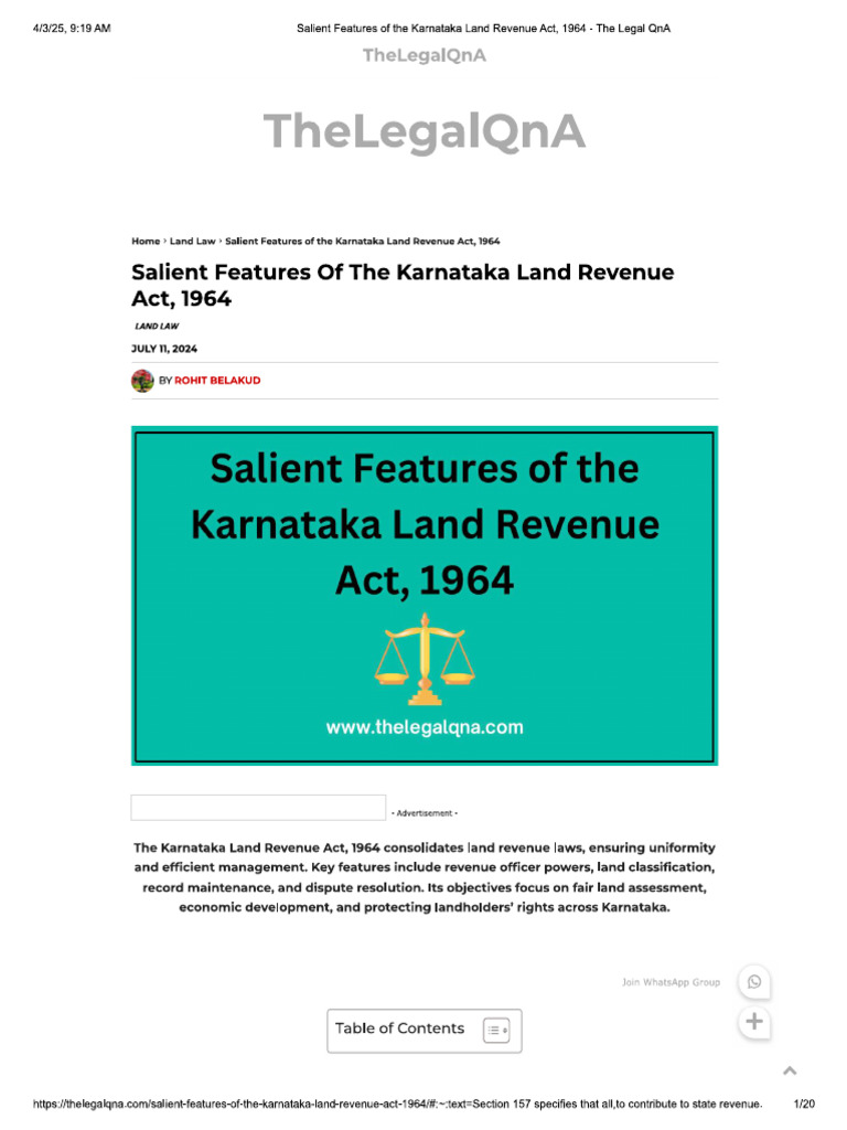 Summary of KLRA 1964 PDF