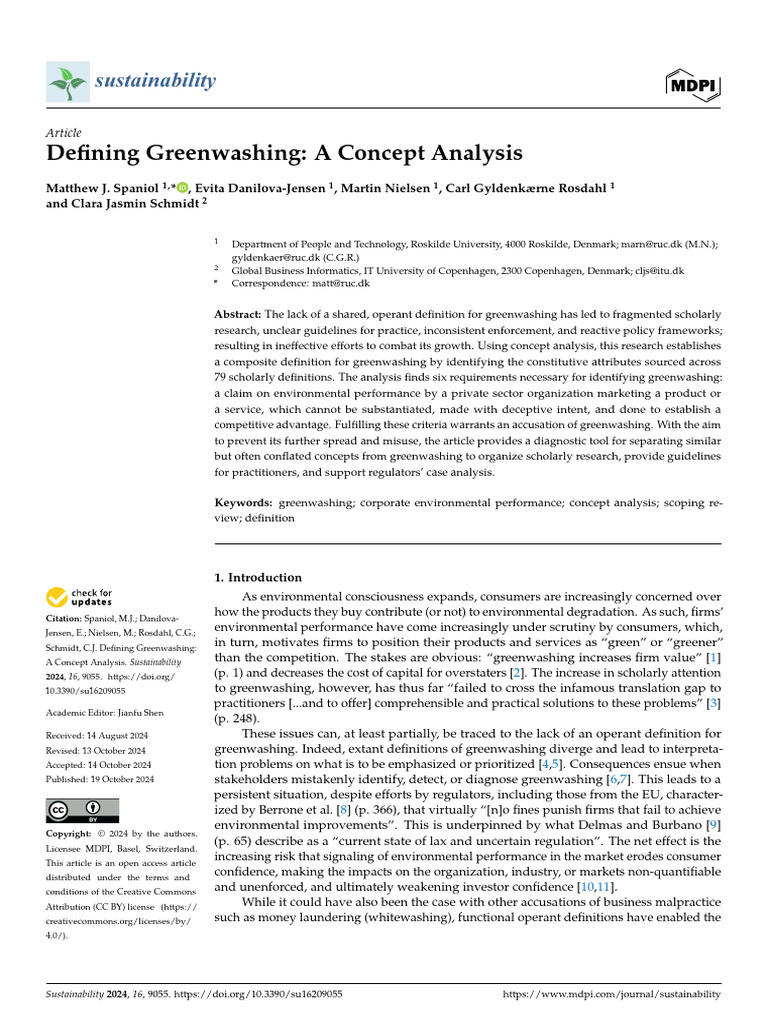 Defining Greenwashing A Concept Analysis | PDF | Sustainability ...