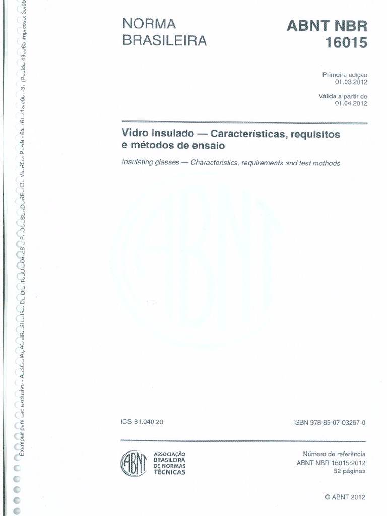 NBR 16015 - 2012 - Vidros Insulados | PDF