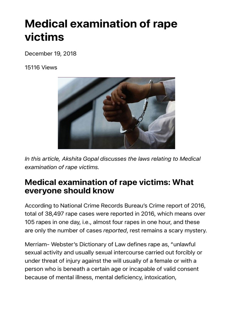 Medical Examination of Rape Victims Guide | PDF | Rape | Consent