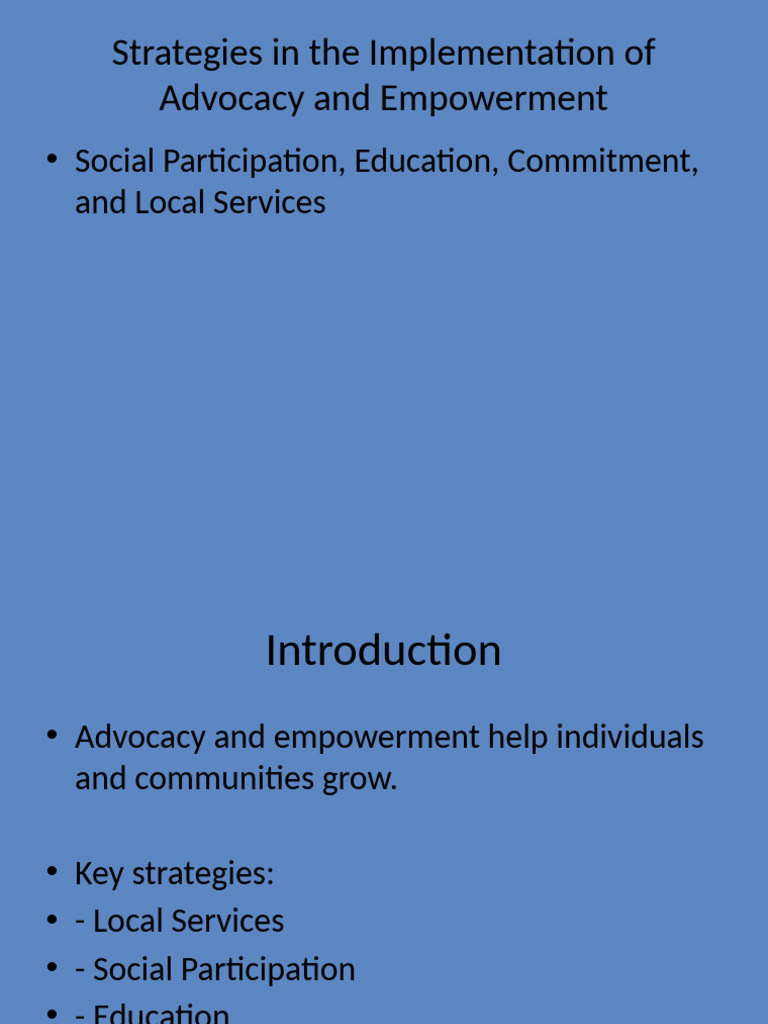 Advocacy and Empowerment Strategies | PDF
