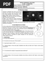 Atividades sobre o Sistema Solar - 3º Ano | PDF | Planetas | Sistema Solar