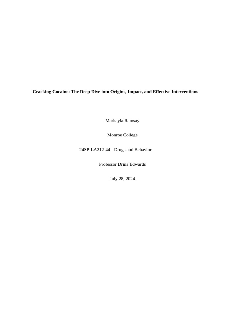 Term Project-Research Paper On Cocaine - Drugs and Behavior 2024 | PDF ...