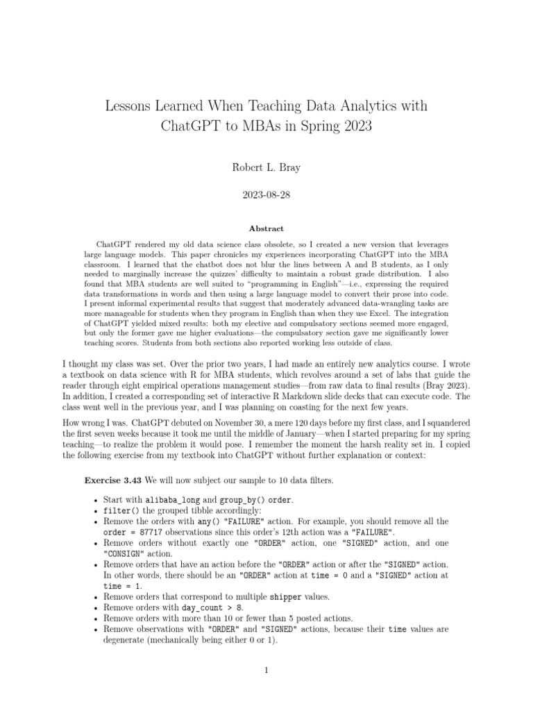 Teaching Data Analytics with ChatGPT | PDF | Computer Programming ...