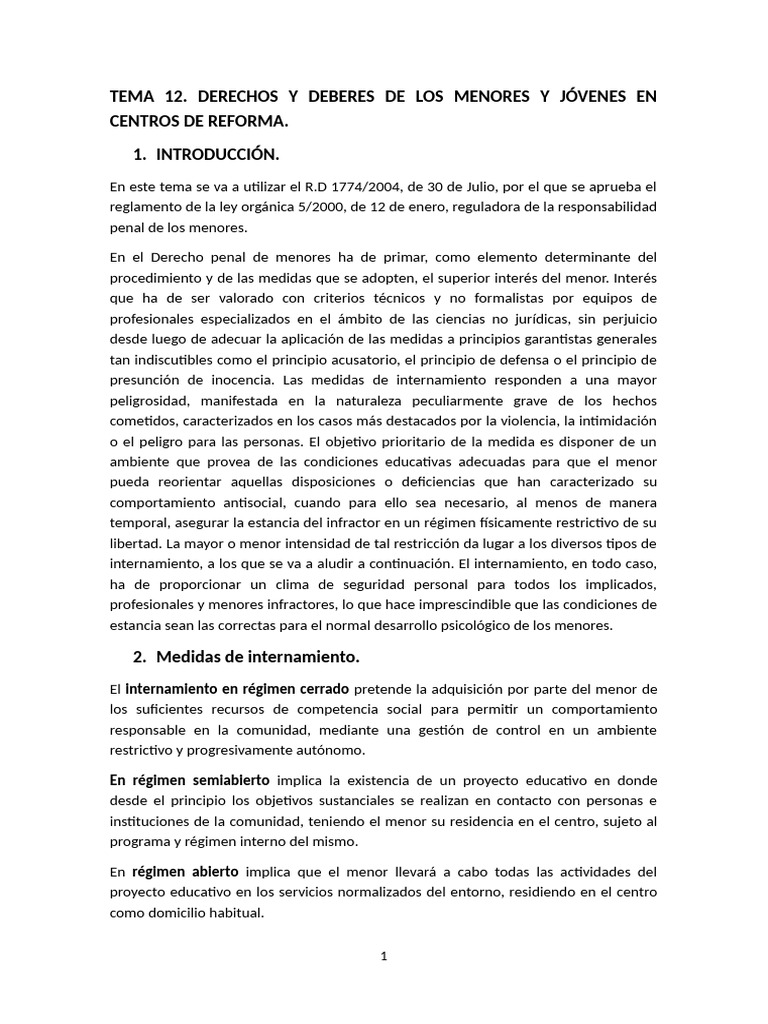 Derechos y Deberes de Menores en Reforma | PDF | Derechos de los niños ...