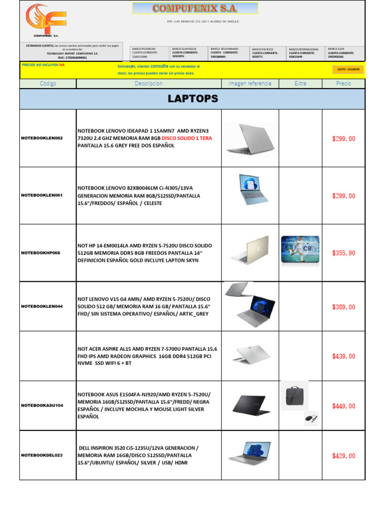 Mayoristas de Laptops en Ecuador | PDF | Hardware de la computadora ...