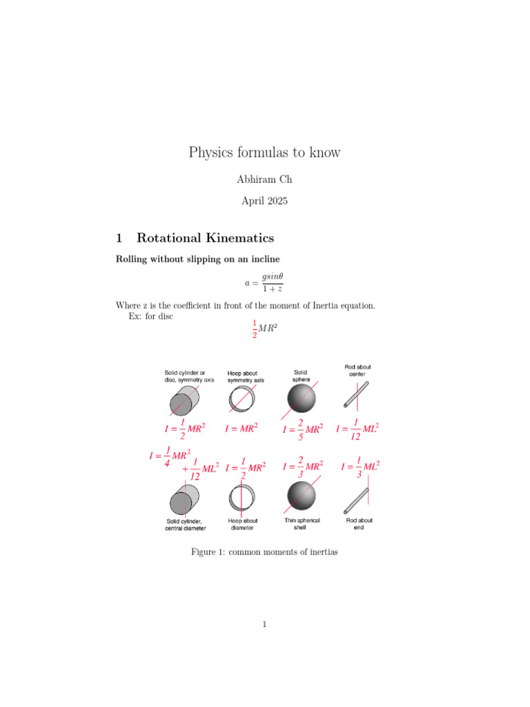 Rotation Physics Formulas Explained | PDF